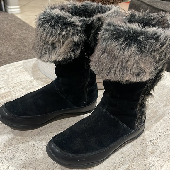 THE NORTH FACE BLACK SUEDE LEATHER INSULATED FAUX FUR WATERPROOF BOOT. Sz 7 - Picture 12 of 12